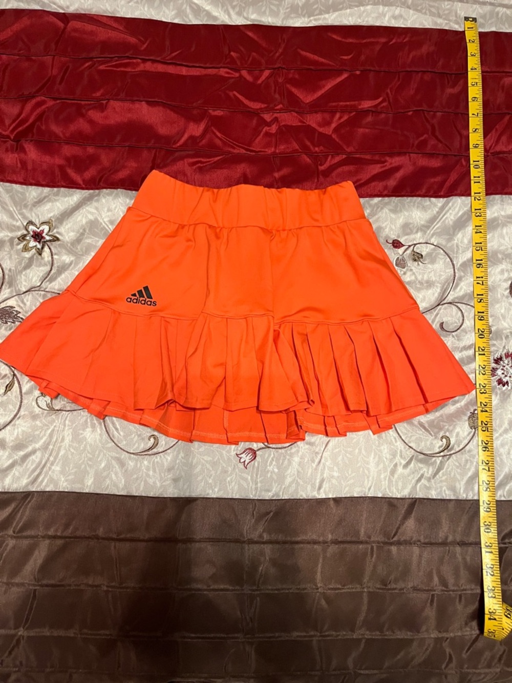 adidas Bright Orange Ruffled Tennis Skirt